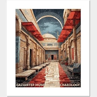 Gaziantep Zeugma Mosaic Museum Turkey Vintage Retro Travel Tourism Posters and Art